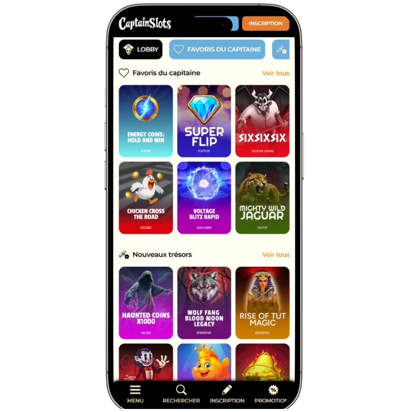 Utilisation Mobile Captain Slots